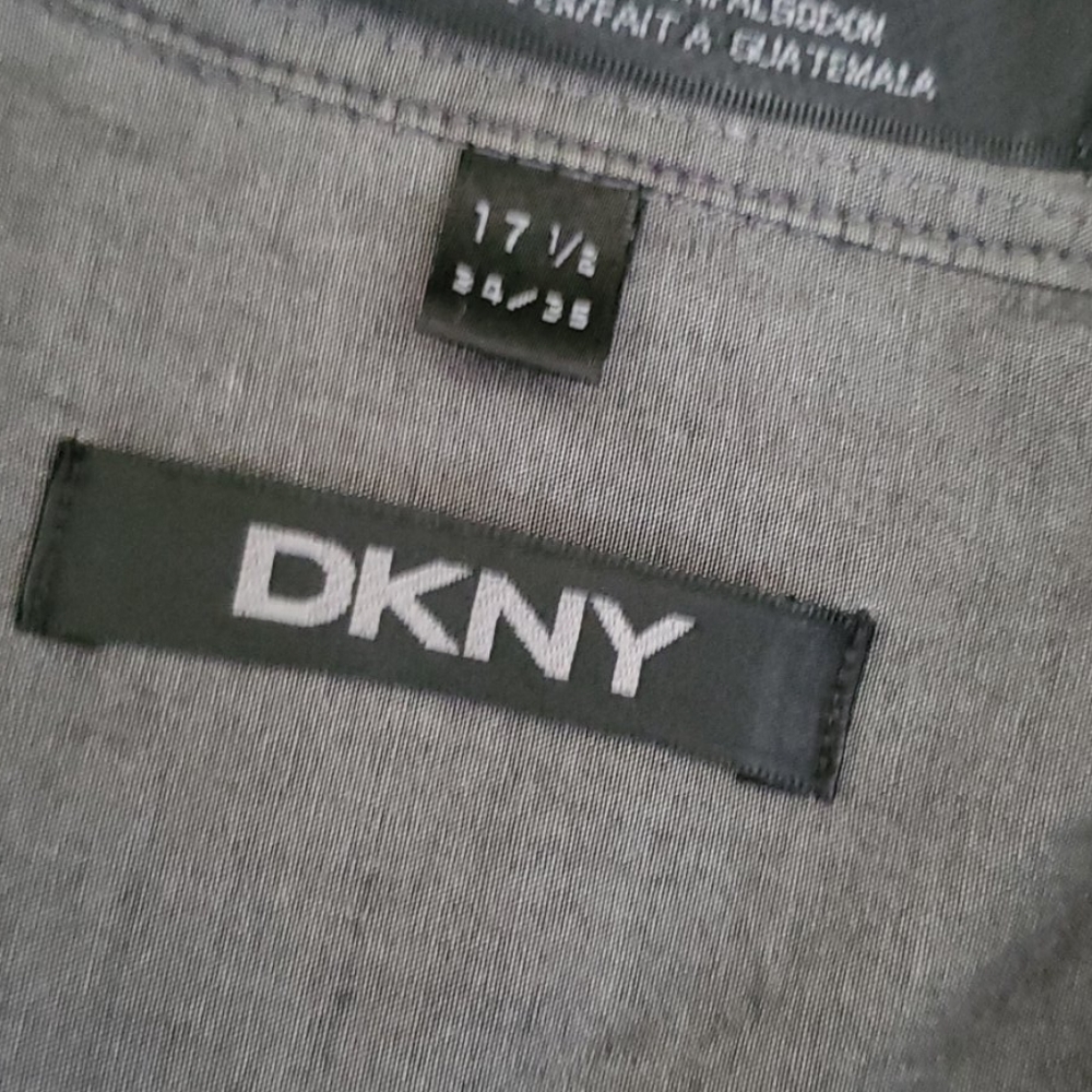 DKNY Button Up Dress Shirt 80s 2ply 17.5 - Picture 5 of 6